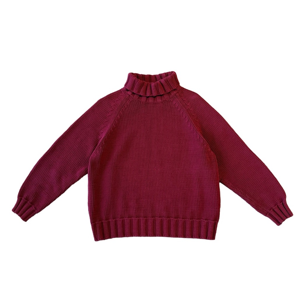 VTG Liz Claiborne Chunky Knit Women's Burgundy/Maroon Turtleneck Sweater Size XL
